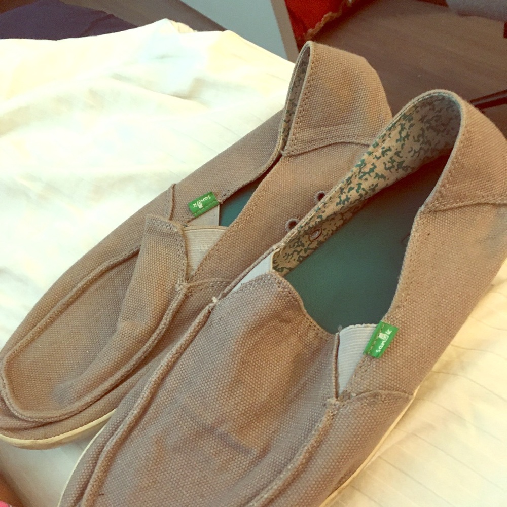 Men’s size 12 slip in Sanuk shoes.